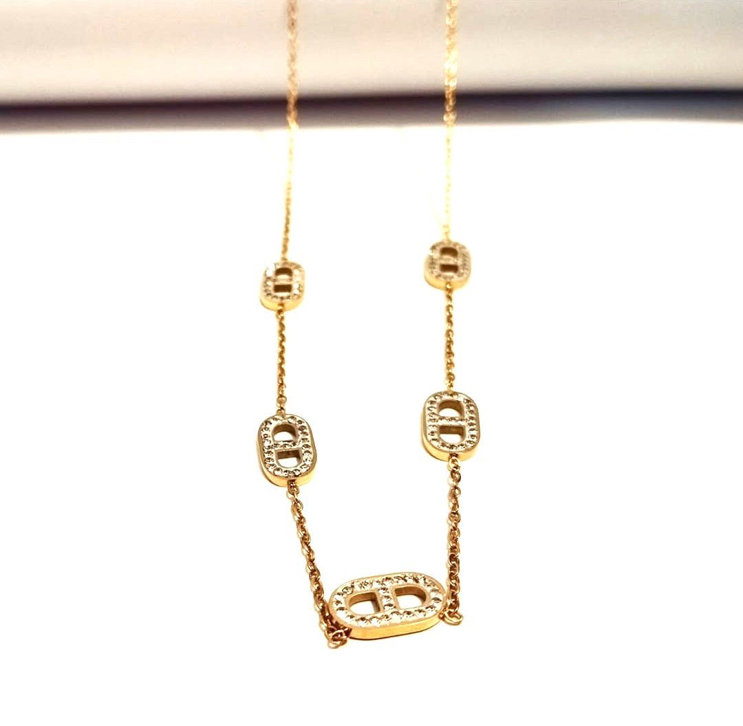 Golden Diamond Buckle Necklace