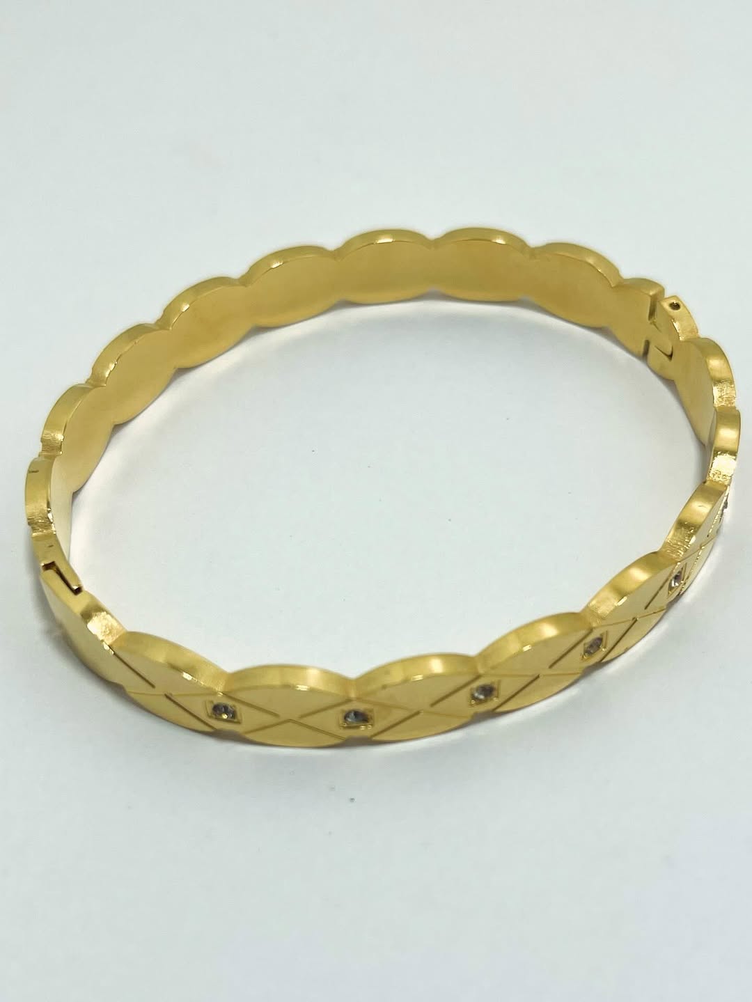 Luxury Gold-Toned Bracelet for Women - Diamond-Accented Geometric Leaf Design, Stainless Steel Jewelry Price