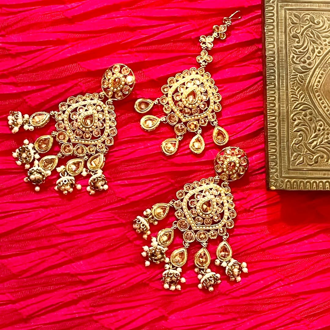 Beautiful Indian Kundan earring with tikka set