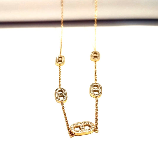 Golden Diamond Buckle Necklace