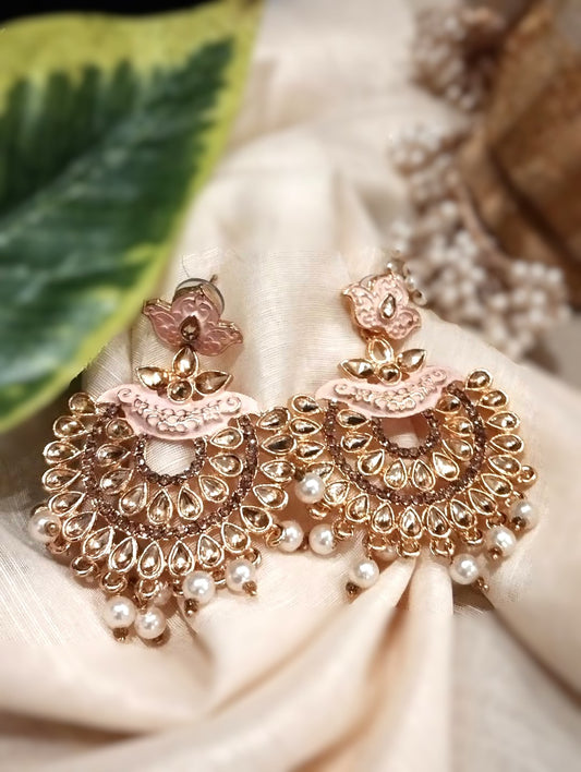 Elegant Kundan Golden Earrings