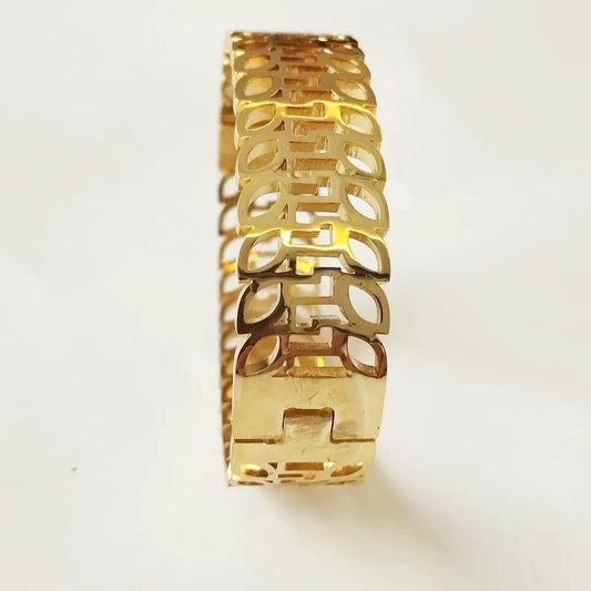 Elegant Gold-Plated Cutout Bangle Bracelet