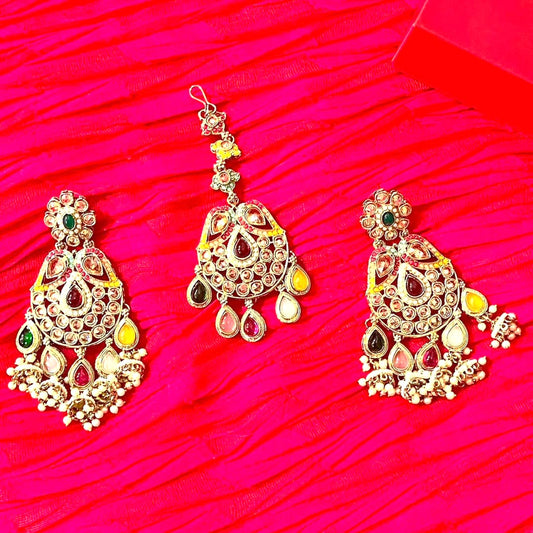 Indian Kundan beautiful Earrings with Tikka Set | By Jal Paree