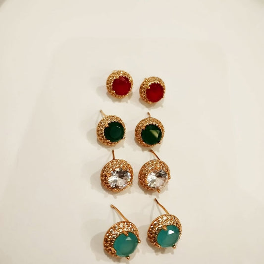 Zircon ear studs in different colour - Per Piece
