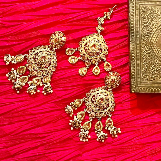 Beautiful Indian Kundan earring with tikka set