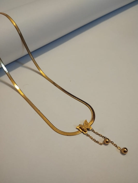 Snake Chain Necklace Set Double Layer Snake Filled Herringbone Choker Necklace for Women