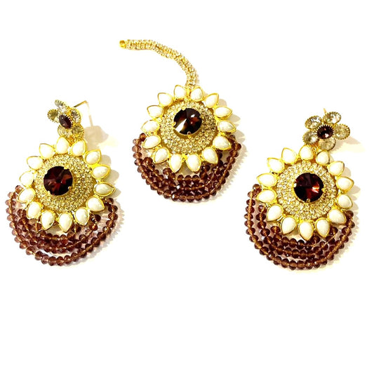 Elegant Real Stone Zarcon Earrrings with Tika